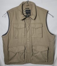 Eddie Bauer Legend Men XL Tall Polartec Khaki Full Zip Multi-Pocket Outdoor Vest - £34.98 GBP
