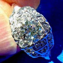 Earth mined Diamond Deco Engagement Ring Vintage Platinum Statement Solitaire - $7,310.25
