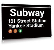 Yankee Stadium New York Subway Station Metal Sign 161 Street + Free Subw... - $17.76
