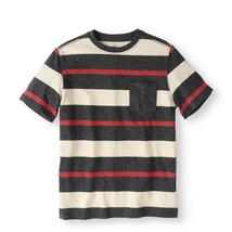 Wonder Nation Boy&#39;s Striped Crew Neck Pocket Tee Shirt X-Large 14-16 Black Soot - £7.18 GBP