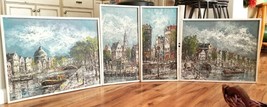4 MCM ORG Oil Paintings Signed RAY Paris France Street Scenes Abstract  - £300.68 GBP