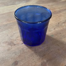 Luminarc Arcoroc Cobalt Blue Glass 10 Panel Tumbler 500ml Made in France - $12.00