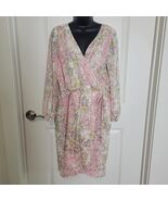 Sundance River Walk Light Pink Floral Silk Crepe Wrap Dress Size 6 Coquette - $601.53 MXN