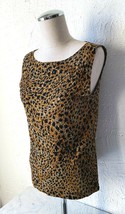 Chico&#39;s Leopard Print Metallic Gold Round Neck Sleeveless Tank Top - Wom... - $16.10