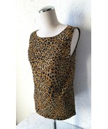 Chico&#39;s Leopard Print Metallic Gold Round Neck Sleeveless Tank Top - Wom... - $22.02 CAD