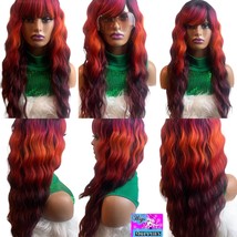 Unity&quot; Multi Color Soft deep Waves Heat Resistant wig W/ Chinese Bangs Glueless  - $74.00