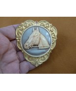 (CL54-8) HORSE RACE Stallion head mare gray white CAMEO heart Brooch Pin... - $39.99