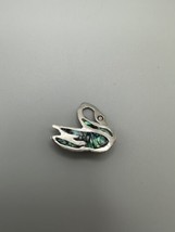 Vintage Sterling Silver Abalone Swan Brooch Pin 2.7cm - £23.74 GBP