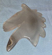 Horse Head Shaped Crystal Stone Agate Clear &amp; Gray Polished 3” H x 2.25” W - £6.82 GBP