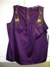 New Ana Womens Sz L P Purple Tank With Embellishments   - £10.70 GBP