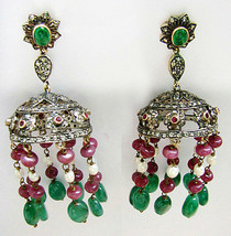 Victorian 3.31ct Rose Cut Diamond Multistone Wedding Halloween Earrings ... - $744.88
