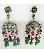 Victorian 3.31ct Rose Cut Diamond Multistone Wedding Halloween Earrings ... - $744.88