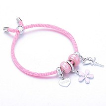 Fashion сharm elastic fairy pink flower heart love DLBC12P - £7.23 GBP