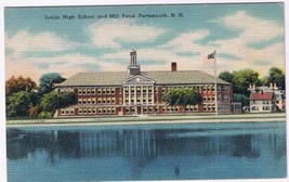 New Hampshire Postcard Portsmouth Junior High School &amp; Mill Pond  - £6.10 GBP