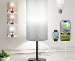 Grey Bedside Lamp For Bedroom Nightstand - Small Table Lamp With Usb A +... - $39.99