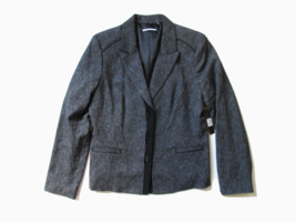 NWT T Tahari Toyin Jacket in Black Multi Flecked Tweed Faux Trim Blazer 16 - $27.72