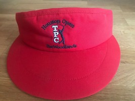 NEW TPC THE WOODLANDS HOUSTON OPEN WIDE BRIM GOLF SUN VISOR, RED. - $24.94