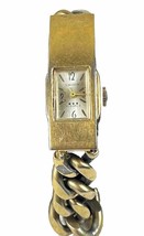 SWANK 17 Jewels Ladies Watch Gold Plated Cuban Link Wristwatch ID Bracelet - £25.93 GBP