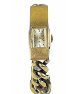 SWANK 17 Jewels Ladies Watch Gold Plated Cuban Link Wristwatch ID Bracelet - £25.89 GBP