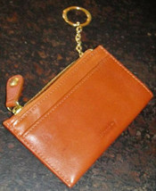 Vintage Caramel Brown Leather Coach Zippered Pouch Keychain 4 1/2&quot; X 3&quot; ... - £15.82 GBP