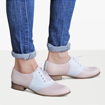 Women&#39;s Flats Oxfords Genuine Leather Sneakers Brogues Vintage Spring Handmade A - £78.16 GBP