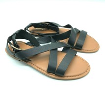 Bamboo Womens Sandals Strappy Ankle Strap Faux Leather Black Size 6 - £15.62 GBP