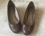 Life Stride Farrow Slip On Wedge Brown Shoes Size 9.5M Triple buckle Toe... - $26.79