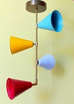 Multicolored Lights Mid Century style Trumpet shades Design Pendent Déco... - £154.11 GBP