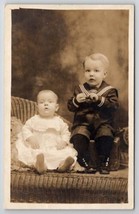 RPPC Adorable Hanson Boys Brothers Look of Shock on Little One Postcard G21 - £11.73 GBP
