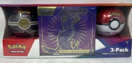 New Sealed Pokemon Trading Card Game 3 Pack Scarlet Violet Elite Purple Trainer - £77.83 GBP