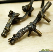 Pair of Solid Brass Chinese Dragon Cabinet Brass Knob Drawer Handle Pull... - $45.00