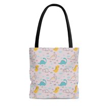 Dinosaurs In The Clouds Hand Drawn Bristol Pixie Violet AOP Tote Bag - $17.65+