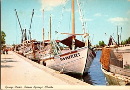 Vtg Postcard Sponge Docks,on the Anclote River, Tarpon Springs, Florida - £5.15 GBP