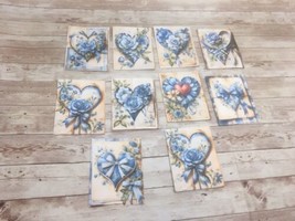10 Country Hearts - All Occasions Blank Note Cards with Envelopes - Antique Blue - £12.16 GBP
