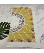 Startex Vintage 50s Floral Tablecloth White Yellow Rose Floral Cotton 46x52 - $479.60 MXN
