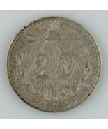 1914 Mexico 20 Centavos Monnaie Presque Hors-Circulation Au Mexicain Argent - $72.77