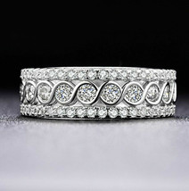 Anniversary Band 1.50Ct Simulated Diamond Wedding Ring 14k White Gold Size 8.5 - £222.73 GBP
