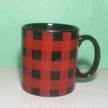 16 oz Coffee Mug Black and Red Pattern Microwave Dishwasher Safe  - £7.71 GBP