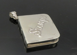 925 Sterling Silver - Vintage Embossed Stamps Book Drop Pendant (OPENS) - PT7384 - £50.88 GBP
