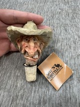 Vintage Spit N Whittle Bottle Stopper Rotgut Rodney Cowboy Cork Signed C... - $24.74
