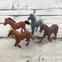 Safari Ltd PVC Horse Figures Lot Of 4 Stallions Mare Gray Brown Diorama Small - $9.89