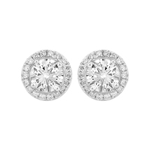 2.70 Carat Round Lab Grown Diamond Halo Earring 14K White Gold Women VVS-VS-EF - £1,498.36 GBP
