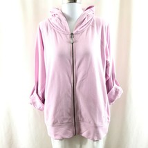 Soybu Womens Tina Hoodie Full Zip Roll Tab Sleeve Pockets Oversized Pink Size M - £15.14 GBP