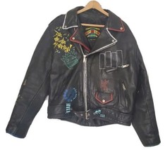 Misfits Jacket Custom Painted Genuine Leather Size 44 PFG World Wide Pun... - $247.49
