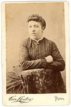 Circa 1880&#39;S Cabinet Card Beautiful Woman Posing on Chair Van Houten Brooklyn NY - £7.49 GBP