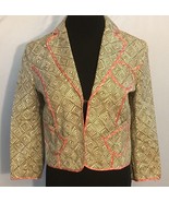 Womens The Limited Brown Ivory Geometric Print Blazer with Pink Floral T... - $14.84