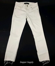 Express White Denim Jeans Women&#39;s Size 4R Cropped Legging Mid Rise Stretch - $21.77