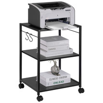 VEVOR Printer Stand 3-Tier Rolling Printer Cart with Hooks and Storage Shelves - £56.05 GBP