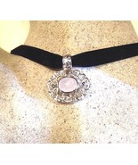 Vintage Genuine Faceted Rose Quartz Rhodium 925 Sterling Silver Necklace... - £74.93 GBP