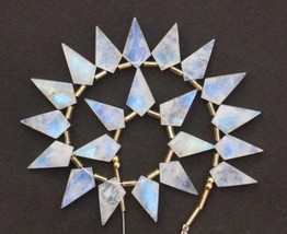 Natural 20 pieces faceted rainbow moonstone tie shape briolette beads 10 x 18 mm - £80.41 GBP